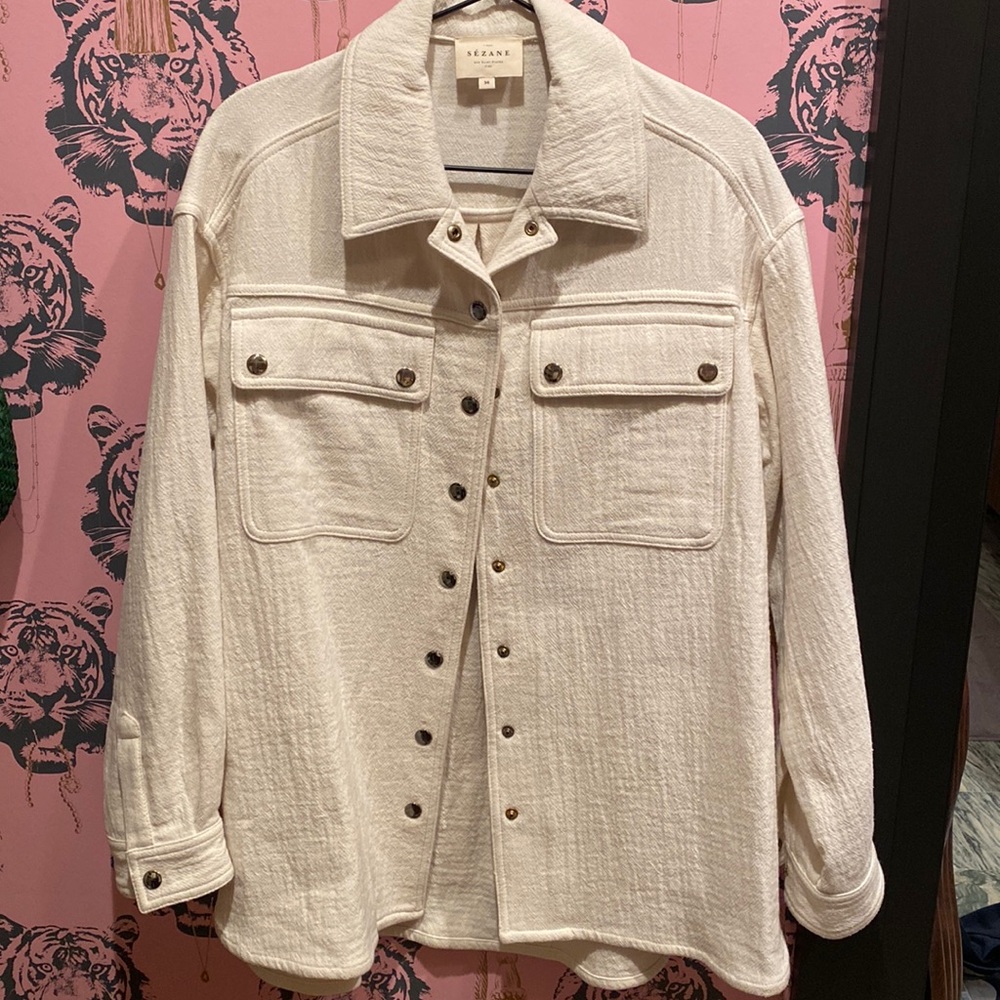 Sezane Cream Button Down Shirt